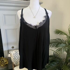 Black Lace Trim Cami Top Size 3X